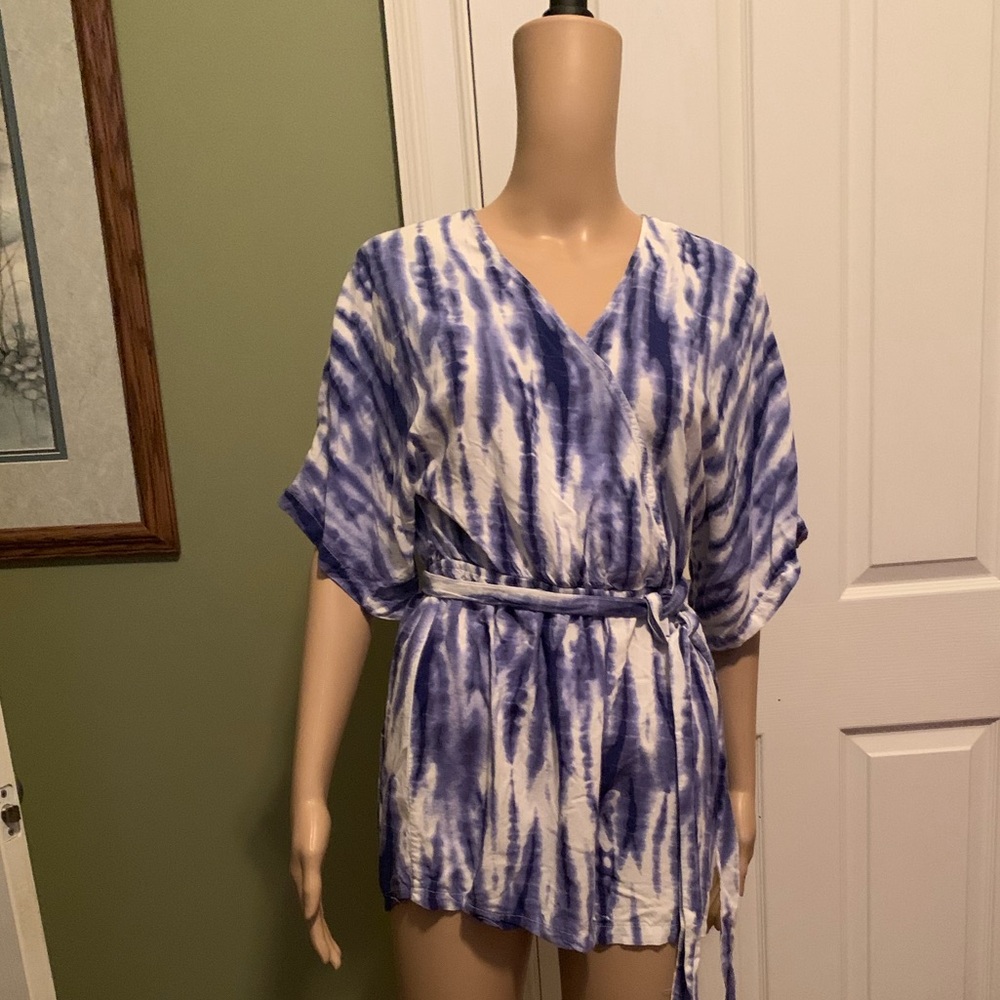 Blue and white romper